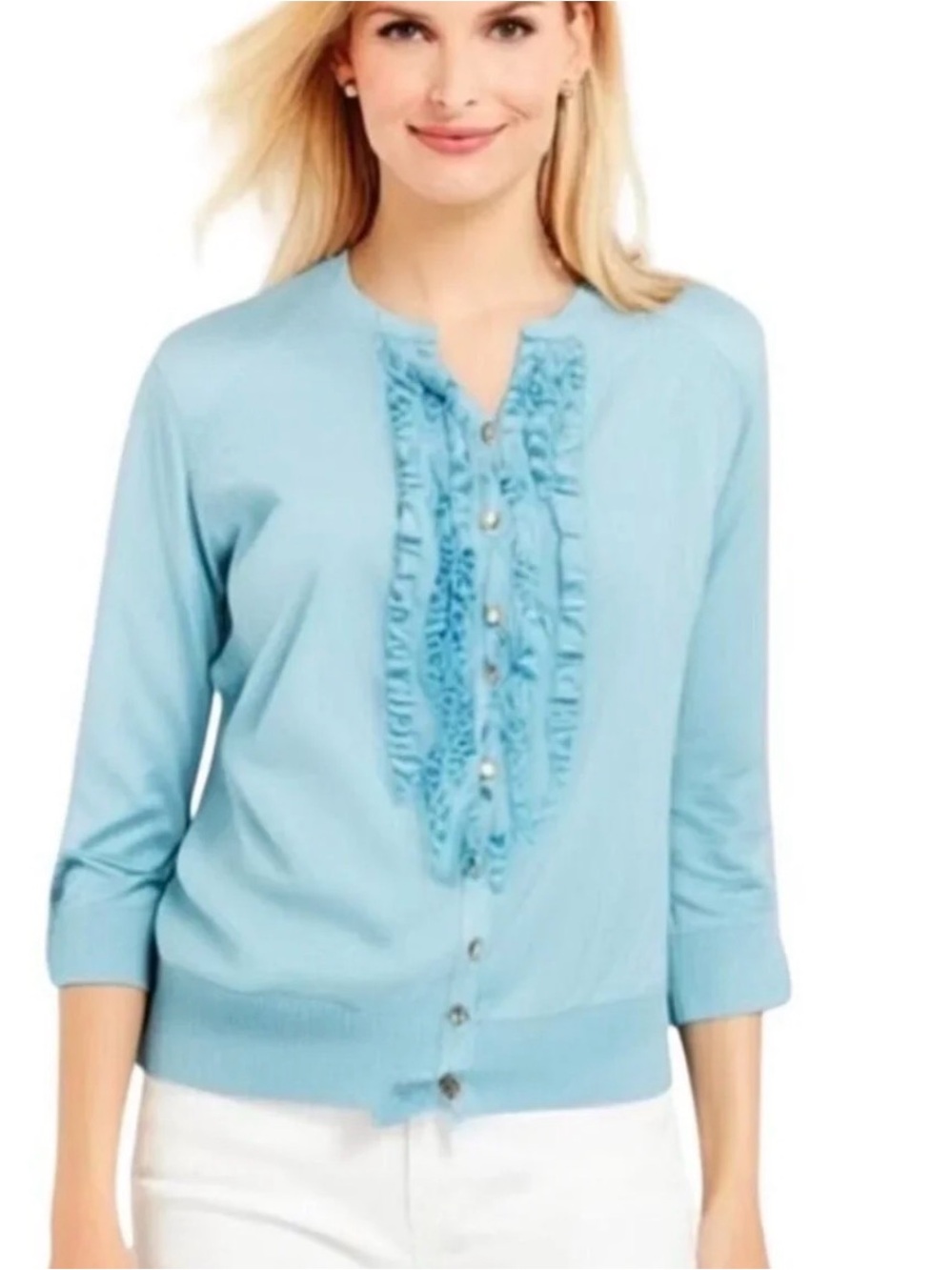 Talbots women’s ruffle cardigan size L